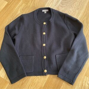 J. Crew 100% Cotton Black Lady Jacket with Gold Buttons in Size M